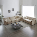 2-Piece Set Chenille Upholstered Extra Deep Seat Oversized Sofa with 3-Seater Sofa + Loveseat Sofa Sets