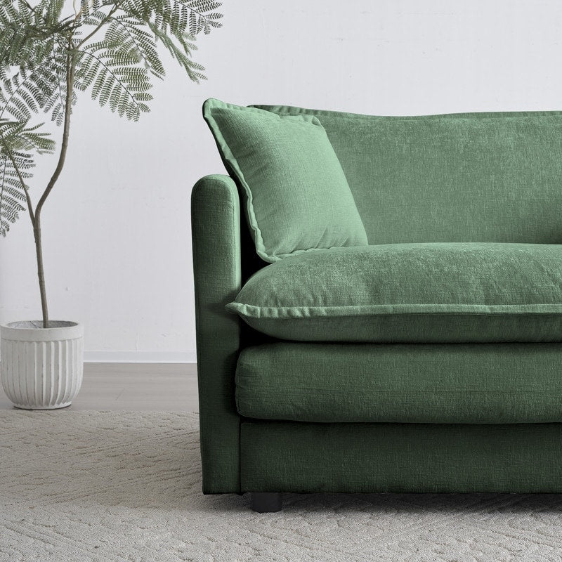 2-Piece Set Chenille Upholstered Extra Deep Seat Oversized Sofa with 3-Seater Sofa + Loveseat Sofa Sets