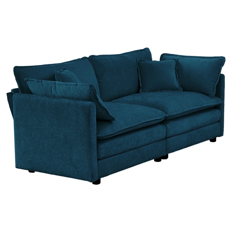 2-Piece Set Chenille Upholstered Extra Deep Seat Oversized Sofa with 3-Seater Sofa + Loveseat Sofa Sets