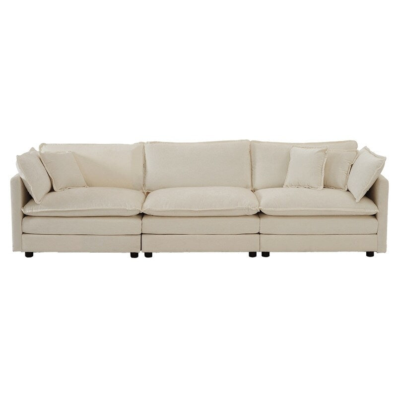 2-Piece Set Chenille Upholstered Extra Deep Seat Oversized Sofa with 3-Seater Sofa + Loveseat Sofa Sets