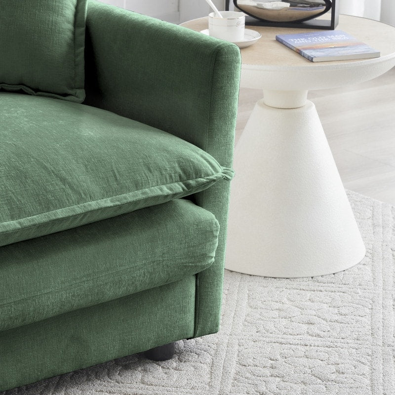 2-Piece Set Chenille Upholstered Extra Deep Seat Oversized Sofa with 3-Seater Sofa + Loveseat Sofa Sets
