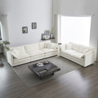 2-Piece Set Chenille Upholstered Extra Deep Seat Oversized Sofa with 3-Seater Sofa + Loveseat Sofa Sets