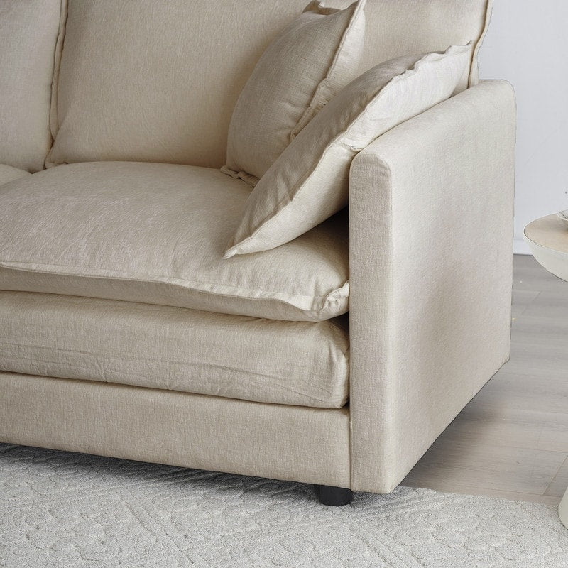 2-Piece Set Chenille Upholstered Extra Deep Seat Oversized Sofa with 3-Seater Sofa + Loveseat Sofa Sets