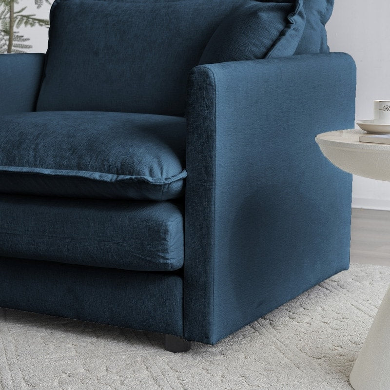 2-Piece Set Chenille Upholstered Extra Deep Seat Oversized Sofa with 3-Seater Sofa + Loveseat Sofa Sets