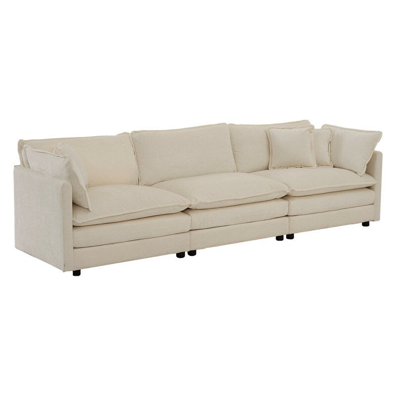 2-Piece Set Chenille Upholstered Extra Deep Seat Oversized Sofa with 3-Seater Sofa + Loveseat Sofa Sets