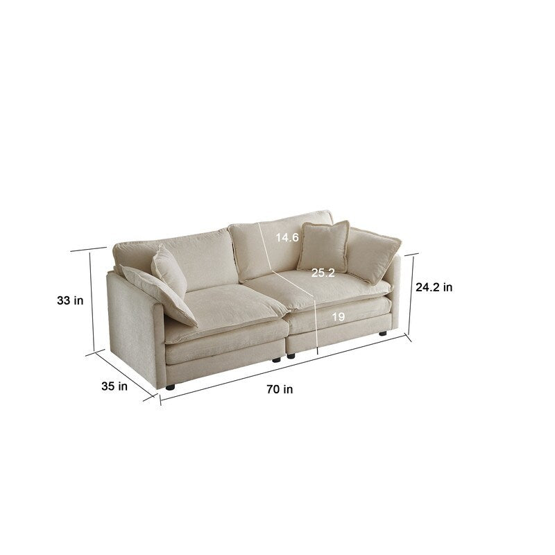 2-Piece Set Chenille Upholstered Extra Deep Seat Oversized Sofa with 3-Seater Sofa + Loveseat Sofa Sets