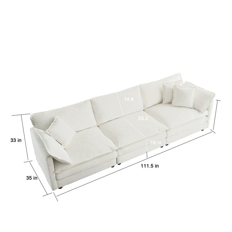 2-Piece Set Chenille Upholstered Extra Deep Seat Oversized Sofa with 3-Seater Sofa + Loveseat Sofa Sets