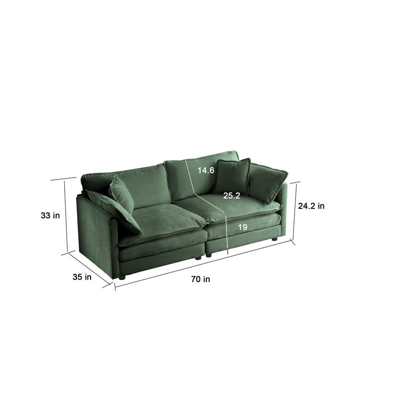 2-Piece Set Chenille Upholstered Extra Deep Seat Oversized Sofa with 3-Seater Sofa + Loveseat Sofa Sets