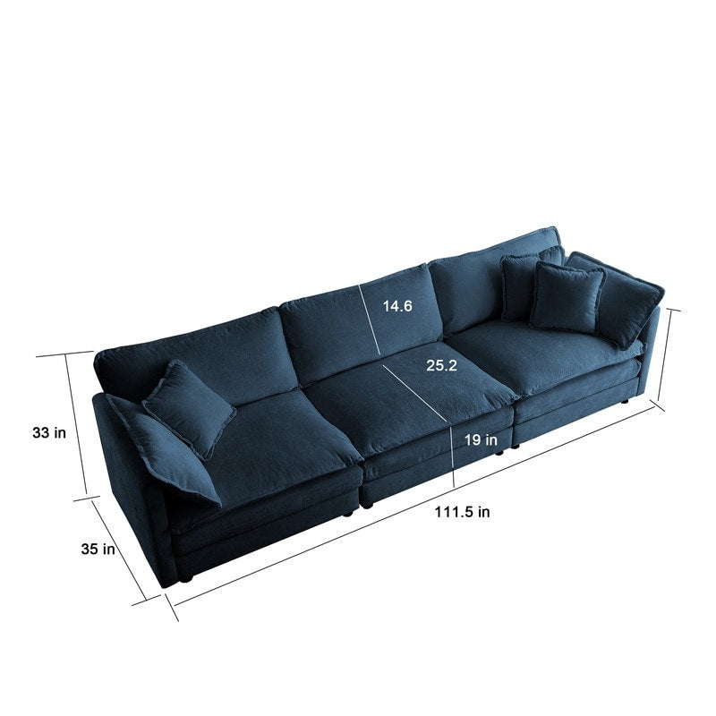 2-Piece Set Chenille Upholstered Extra Deep Seat Oversized Sofa with 3-Seater Sofa + Loveseat Sofa Sets