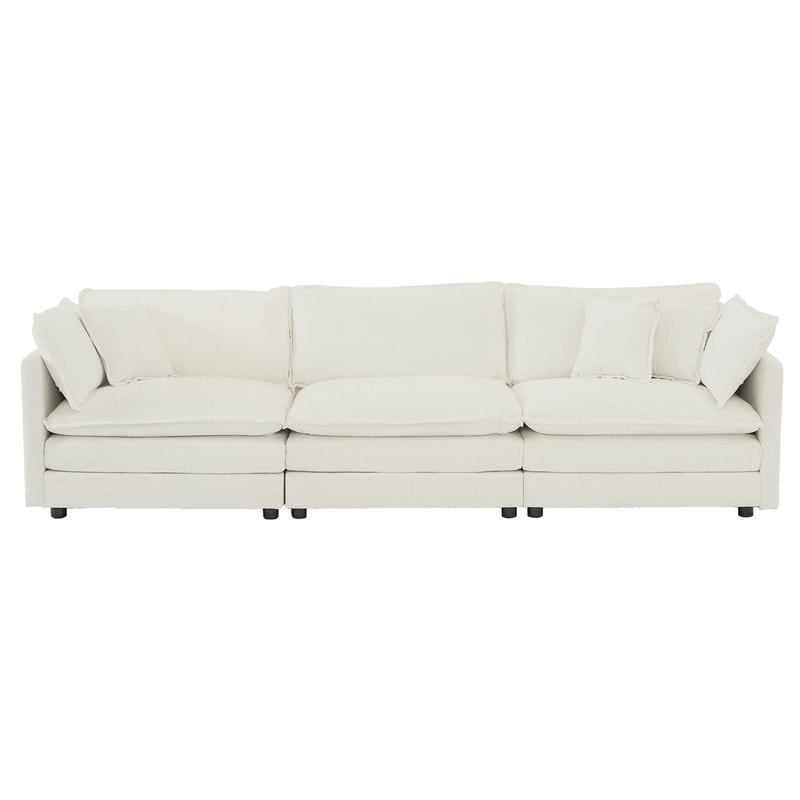 2-Piece Set Chenille Upholstered Extra Deep Seat Oversized Sofa with 3-Seater Sofa + Loveseat Sofa Sets