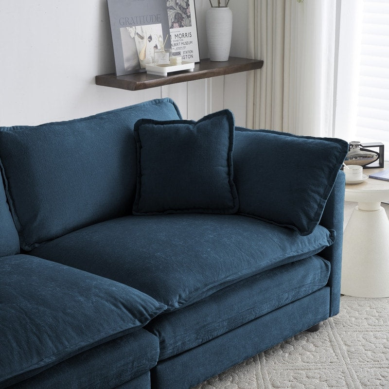 2-Piece Set Chenille Upholstered Extra Deep Seat Oversized Sofa with 3-Seater Sofa + Loveseat Sofa Sets