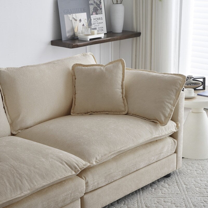 2-Piece Set Chenille Upholstered Extra Deep Seat Oversized Sofa with 3-Seater Sofa + Loveseat Sofa Sets