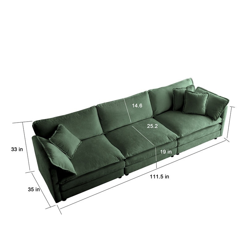 2-Piece Set Chenille Upholstered Extra Deep Seat Oversized Sofa with 3-Seater Sofa + Loveseat Sofa Sets