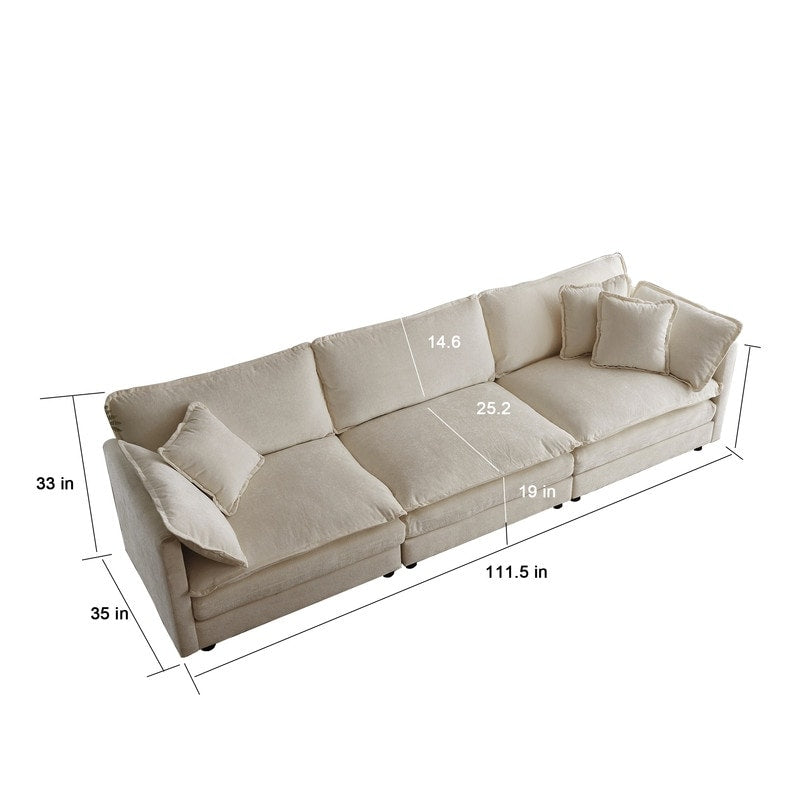2-Piece Set Chenille Upholstered Extra Deep Seat Oversized Sofa with 3-Seater Sofa + Loveseat Sofa Sets