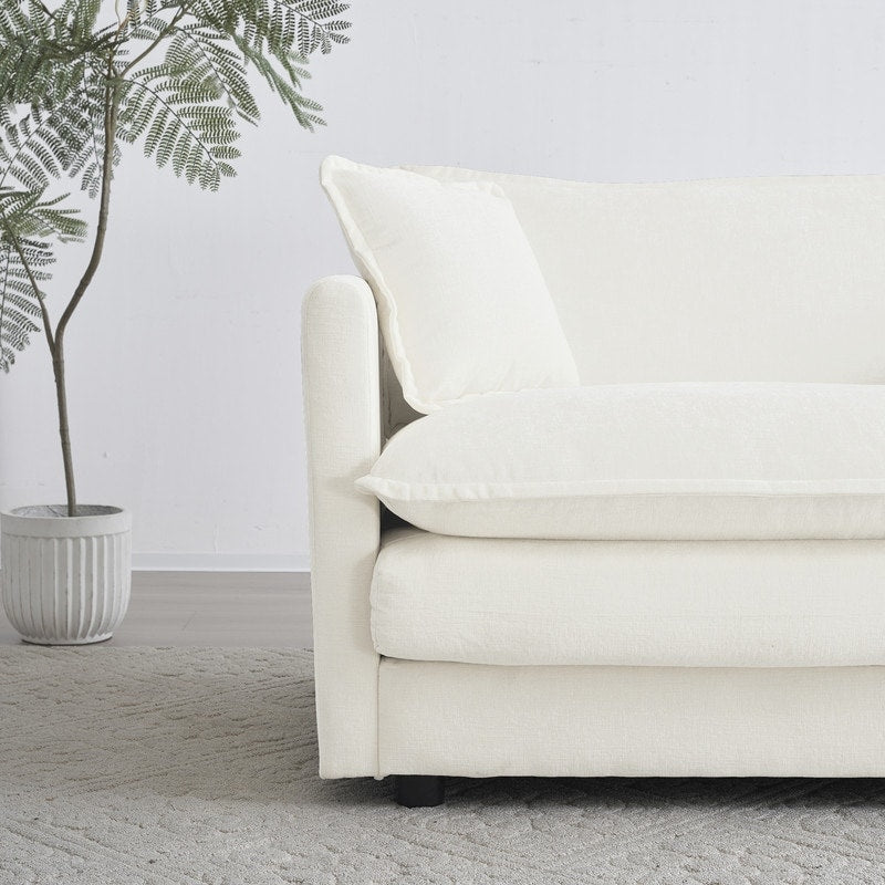 2-Piece Set Chenille Upholstered Extra Deep Seat Oversized Sofa with 3-Seater Sofa + Loveseat Sofa Sets
