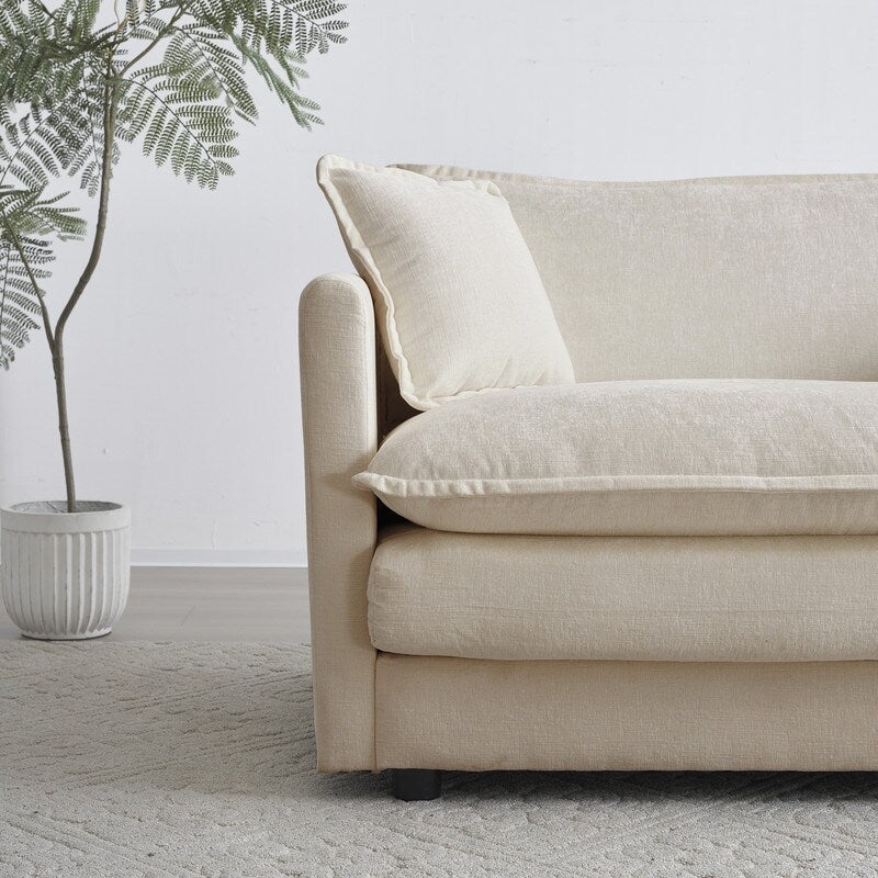 2-Piece Set Chenille Upholstered Extra Deep Seat Oversized Sofa with 3-Seater Sofa + Loveseat Sofa Sets