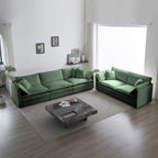 2-Piece Set Chenille Upholstered Extra Deep Seat Oversized Sofa with 3-Seater Sofa + Loveseat Sofa Sets
