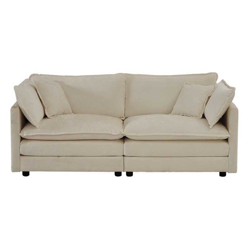 2-Piece Set Chenille Upholstered Extra Deep Seat Oversized Sofa with 3-Seater Sofa + Loveseat Sofa Sets