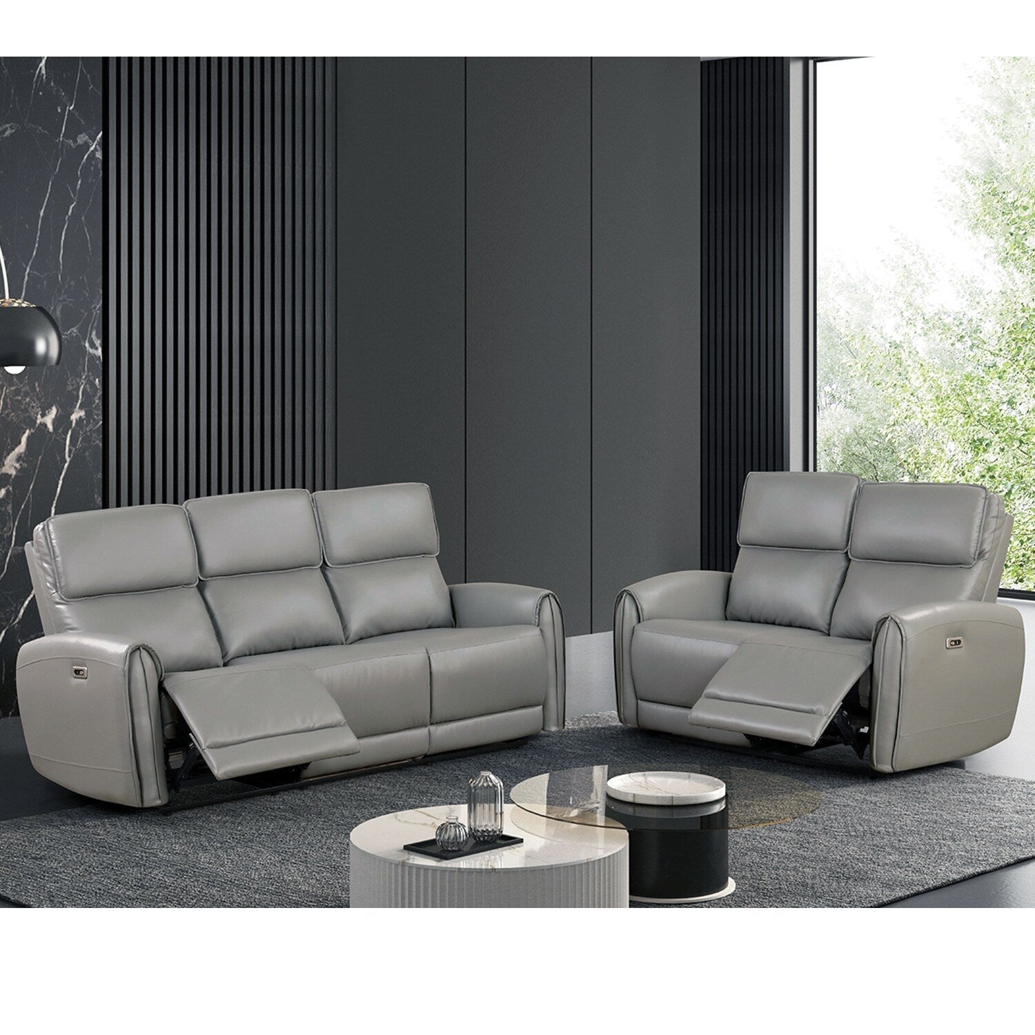 2 Piece Upholstered Power Sofa Set with USB Charging Ports
