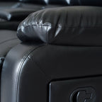 2-Piece Classic Faux Leather Manual Reclining Living Room Sofa Set with Console and Cup Holders