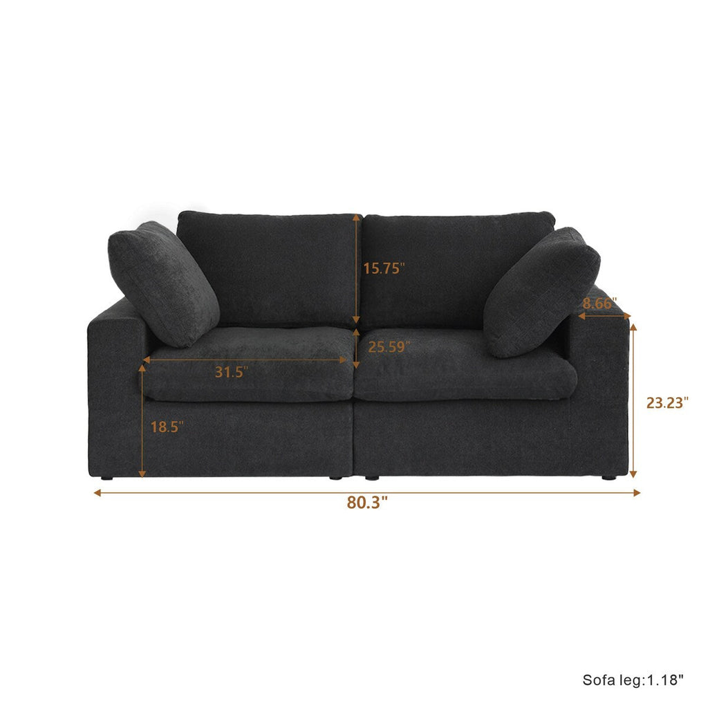 2 Seater Sofa Couch with Pillows for Living Room