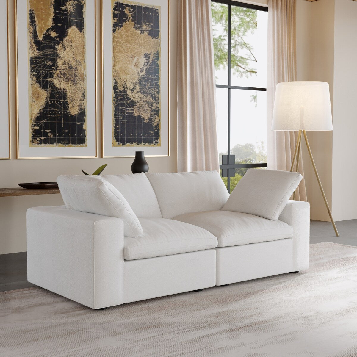 2 Seater Sofa Couch with Pillows for Living Room