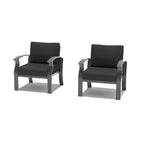 2-Seats Outdoor Aluminum Sofas Chairs with Black Cushions