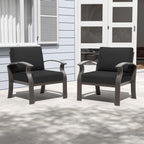 2-Seats Outdoor Aluminum Sofas Chairs with Black Cushions