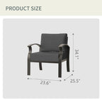 2-Seats Outdoor Aluminum Sofas Chairs with Black Cushions