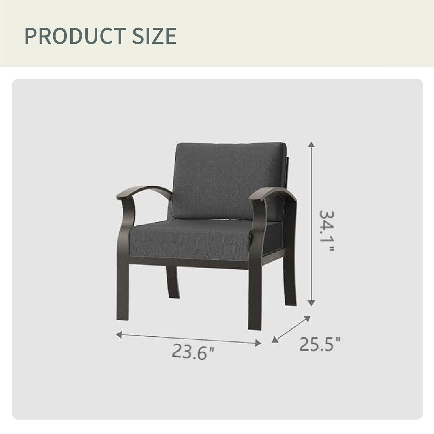 2-Seats Outdoor Aluminum Sofas Chairs with Black Cushions