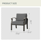 2-Seats Outdoor Aluminum Sofas Chairs with Grey Cushions