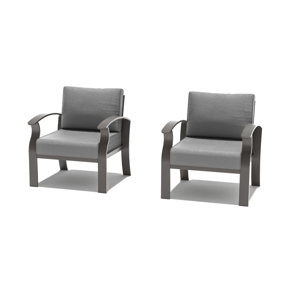 2-Seats Outdoor Aluminum Sofas Chairs with Grey Cushions