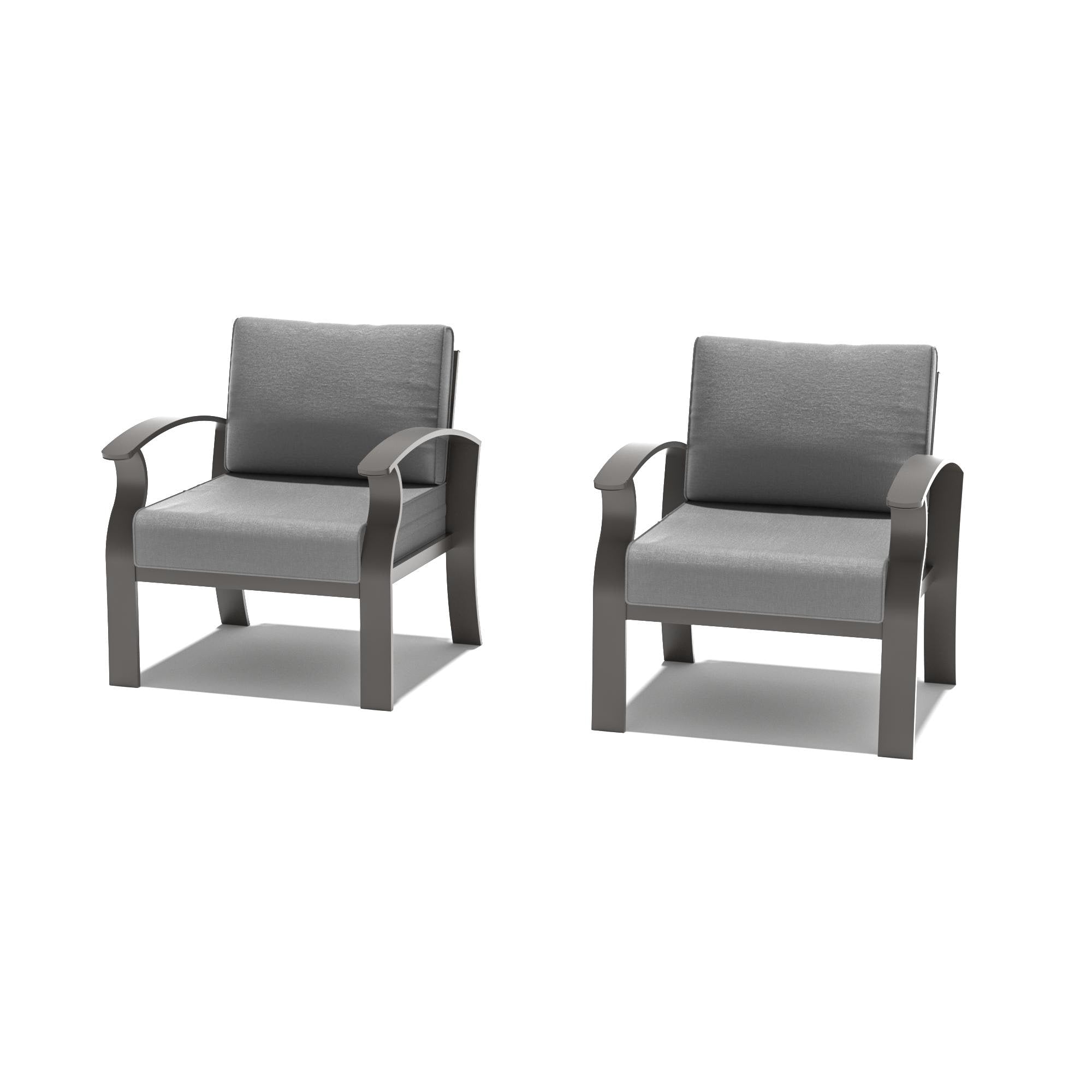2-Seats Outdoor Aluminum Sofas Chairs with Grey Cushions