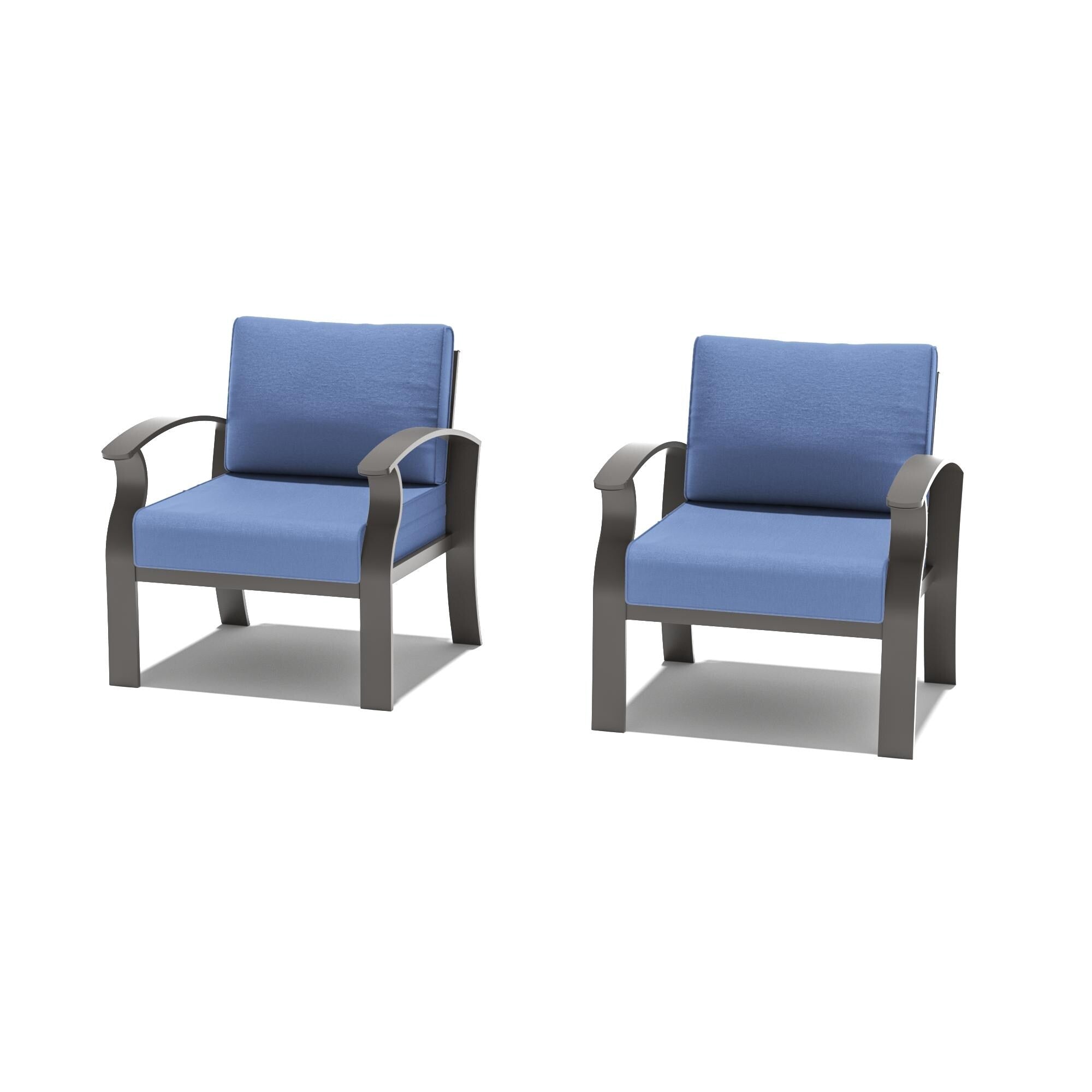 2-Seats Outdoor Aluminum Sofas Chairs with Navyblue Cushions
