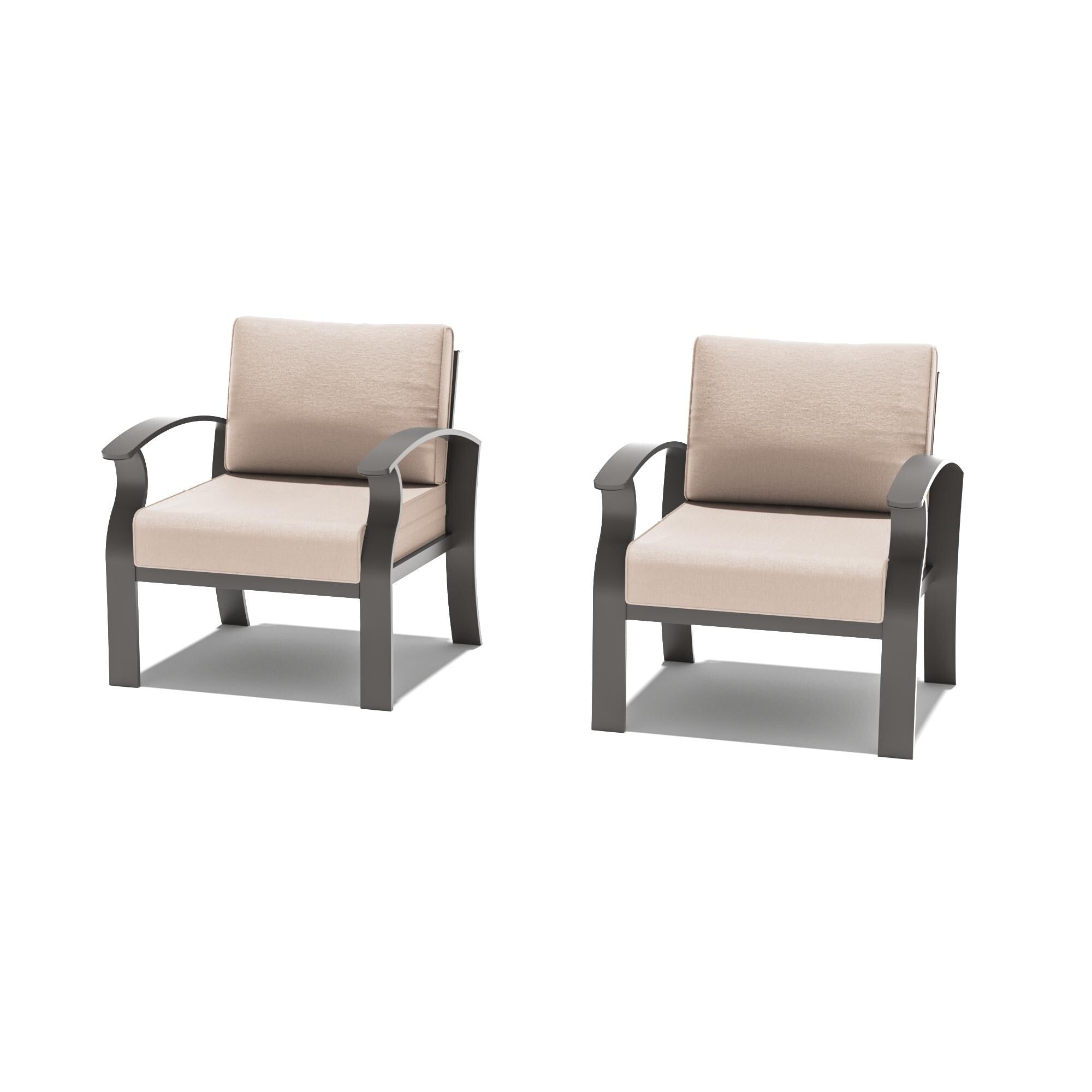 2-Seats Outdoor Aluminum Sofas Chairs with Sand Cushions
