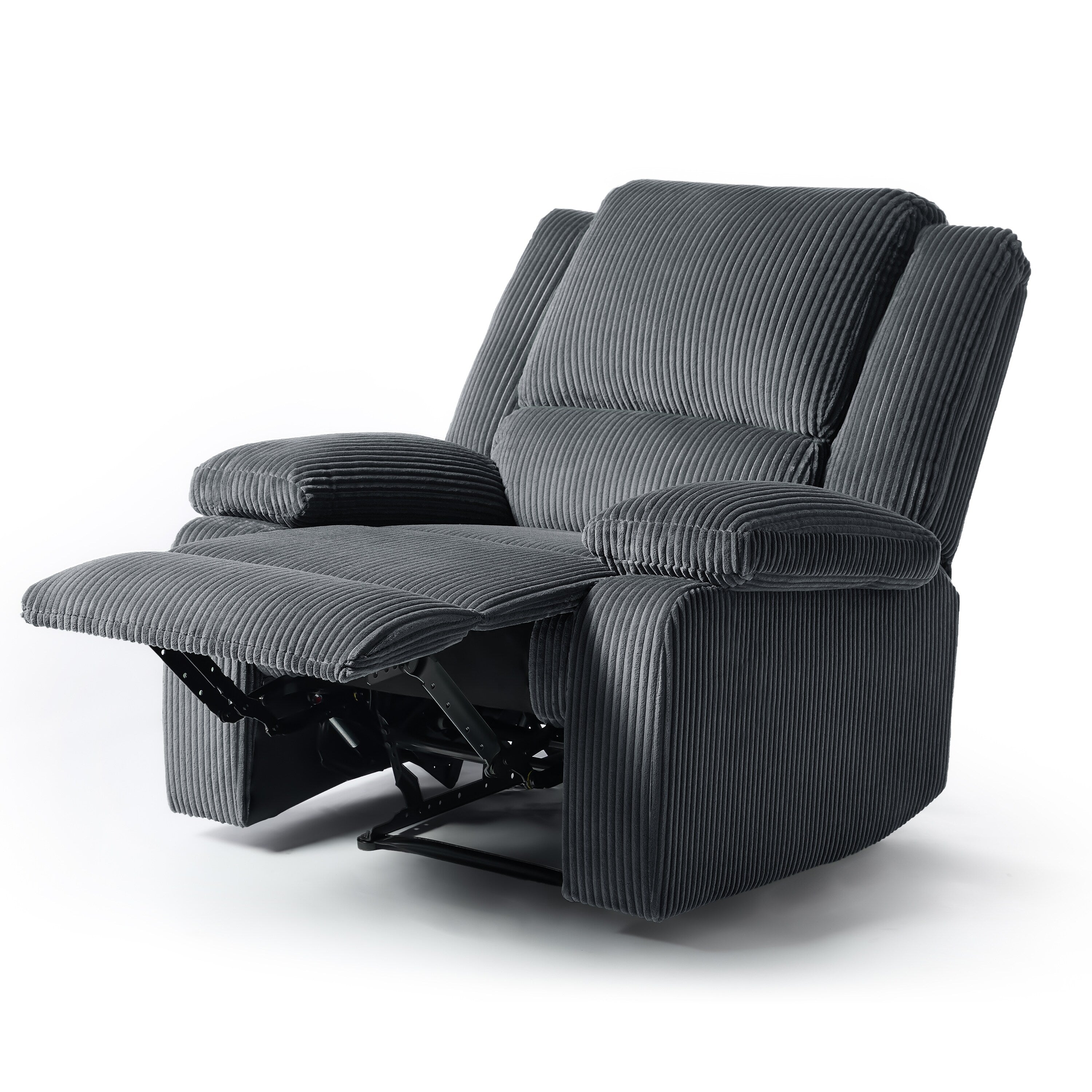 2 Set Corduroy Manual Recliner Glider Club Chair with Footrest