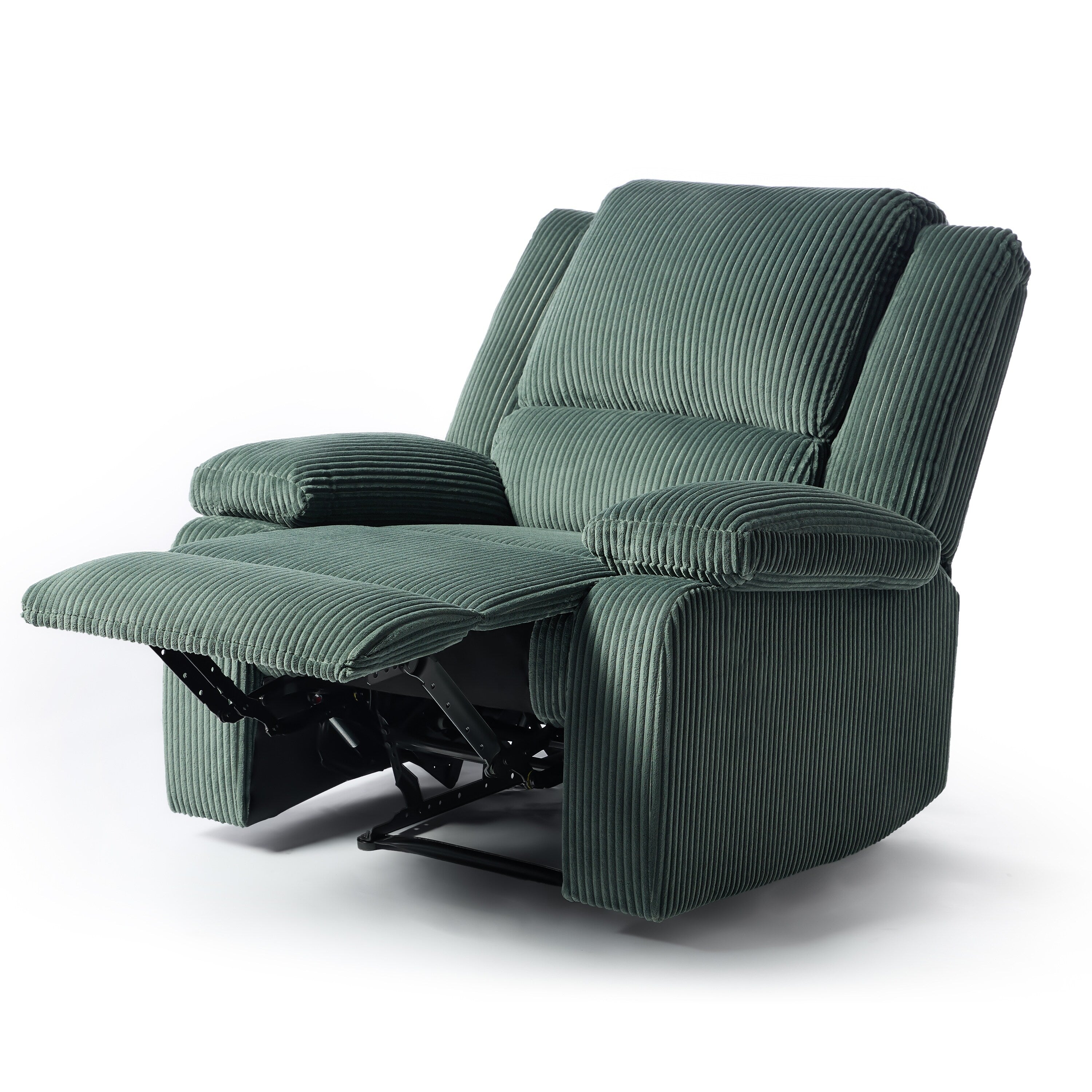 2 Set Corduroy Manual Recliner Glider Club Chair with Footrest