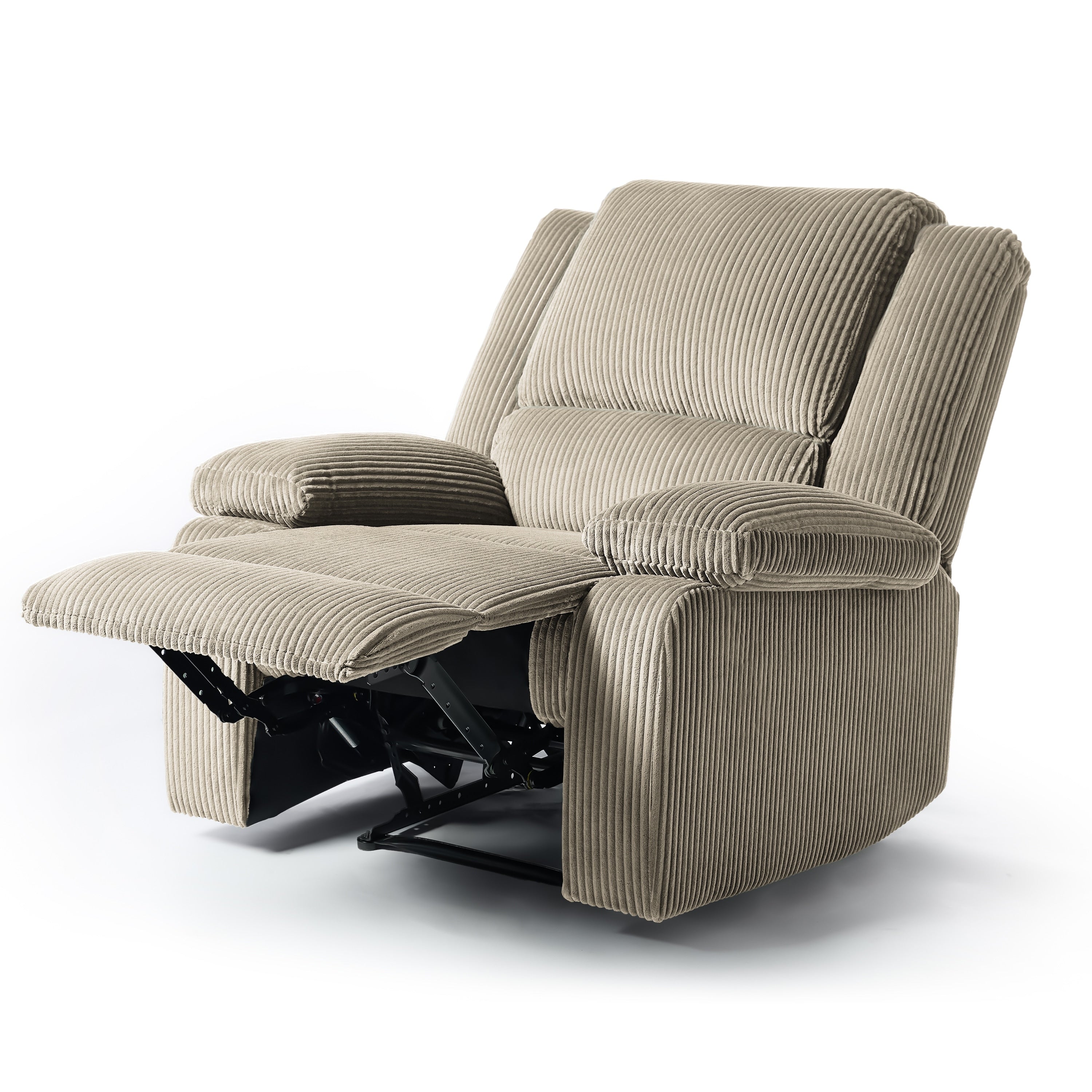 2 Set Corduroy Manual Recliner Glider Club Chair with Footrest