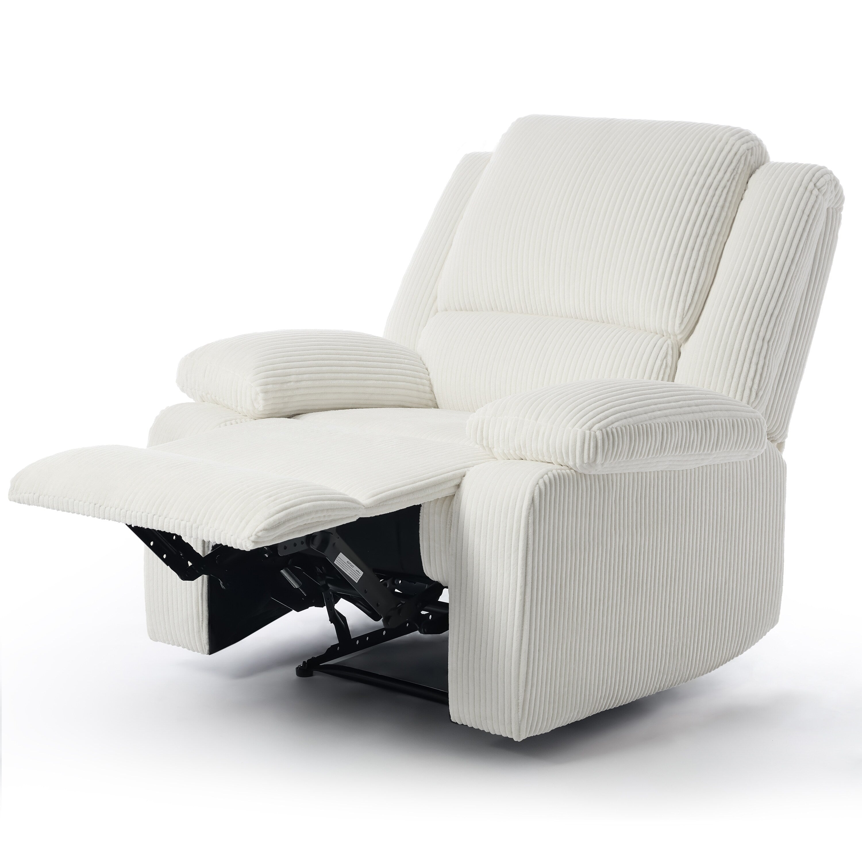 2 Set Corduroy Manual Recliner Glider Club Chair with Footrest