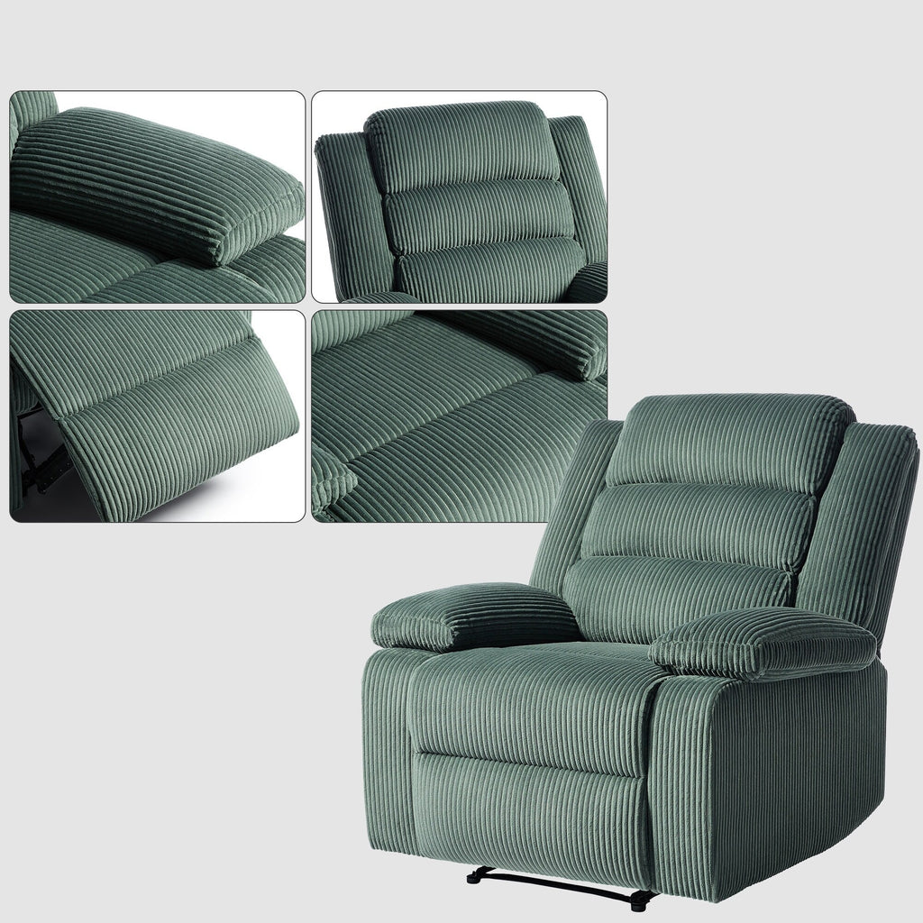 2 Set Modern Corduroy Manual Recliner Chair, Oversize Accent Chair Recliner with Wide Armrest