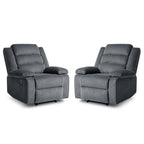 2 Set Modern Corduroy Manual Recliner Chair, Oversize Accent Chair Recliner with Wide Armrest
