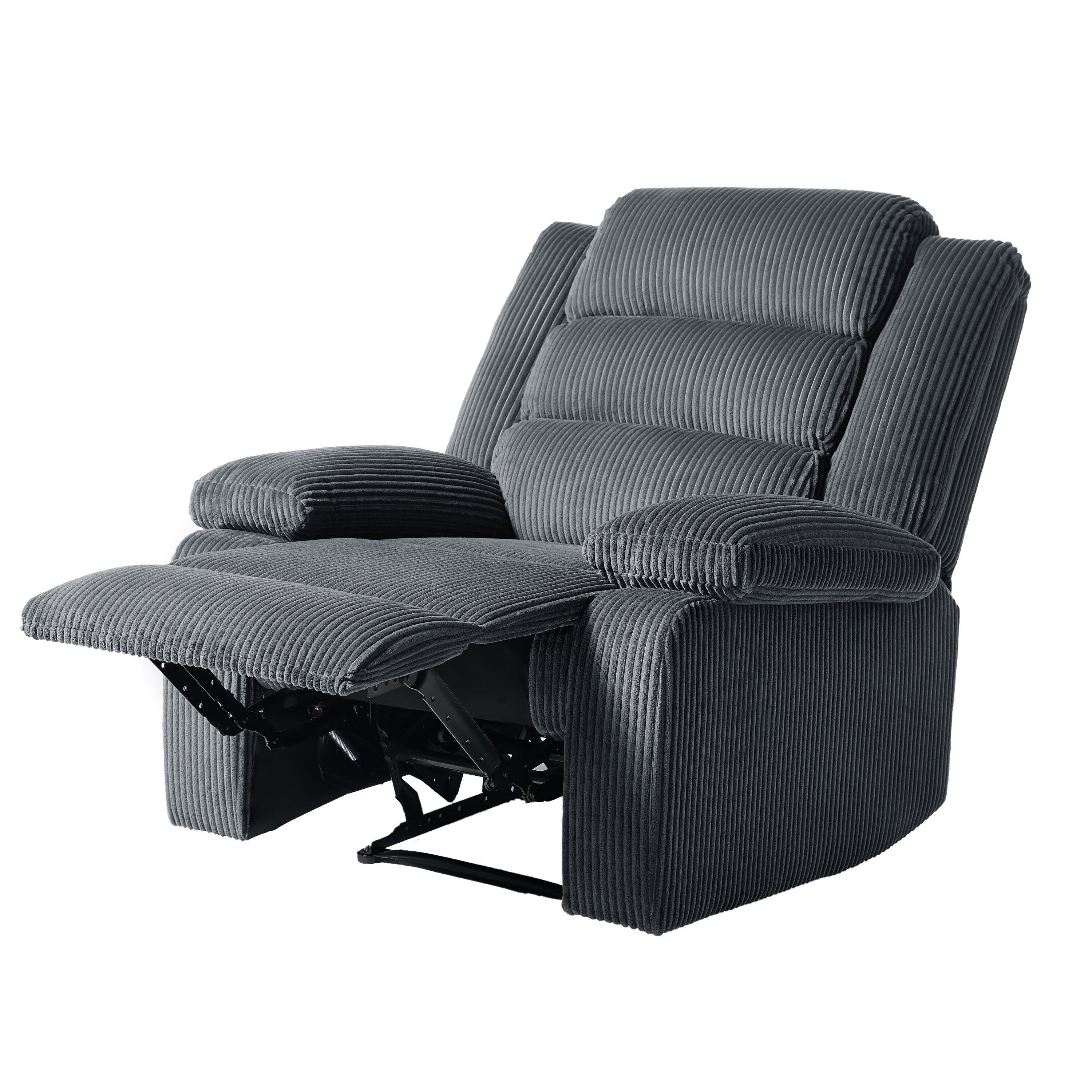 2 Set Modern Corduroy Manual Recliner Chair, Oversize Accent Chair Recliner with Wide Armrest