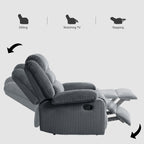 2 Set Modern Corduroy Manual Recliner Chair, Oversize Accent Chair Recliner with Wide Armrest