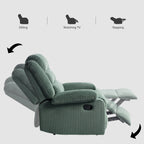 2 Set Modern Corduroy Manual Recliner Chair, Oversize Accent Chair Recliner with Wide Armrest