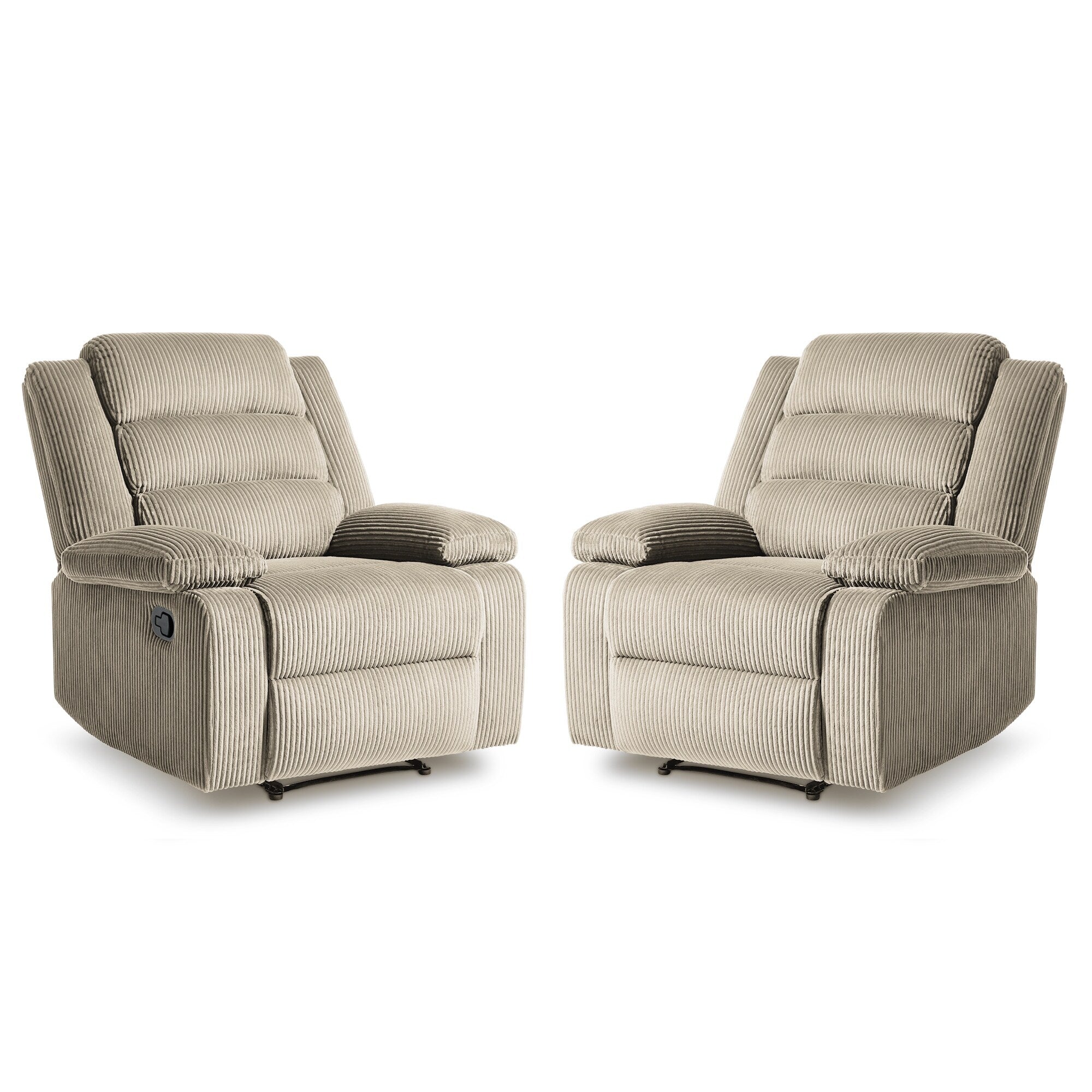 2 Set Modern Corduroy Manual Recliner Chair, Oversize Accent Chair Recliner with Wide Armrest