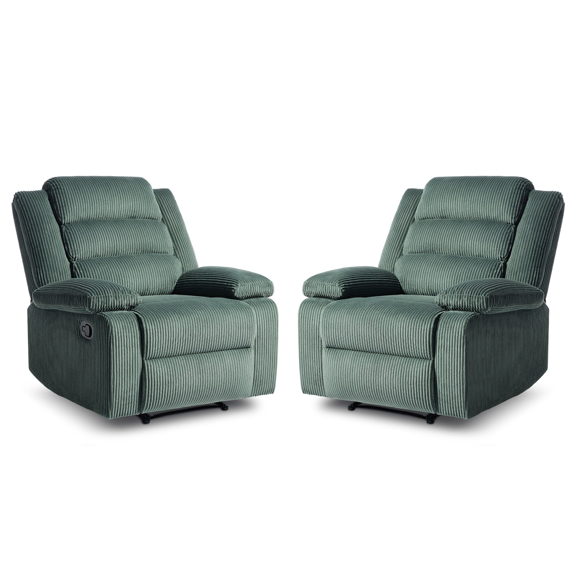 2 Set Modern Corduroy Manual Recliner Chair, Oversize Accent Chair Recliner with Wide Armrest