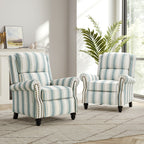 2 Set Nail-head Padded Seat Pushback Recliner Chair