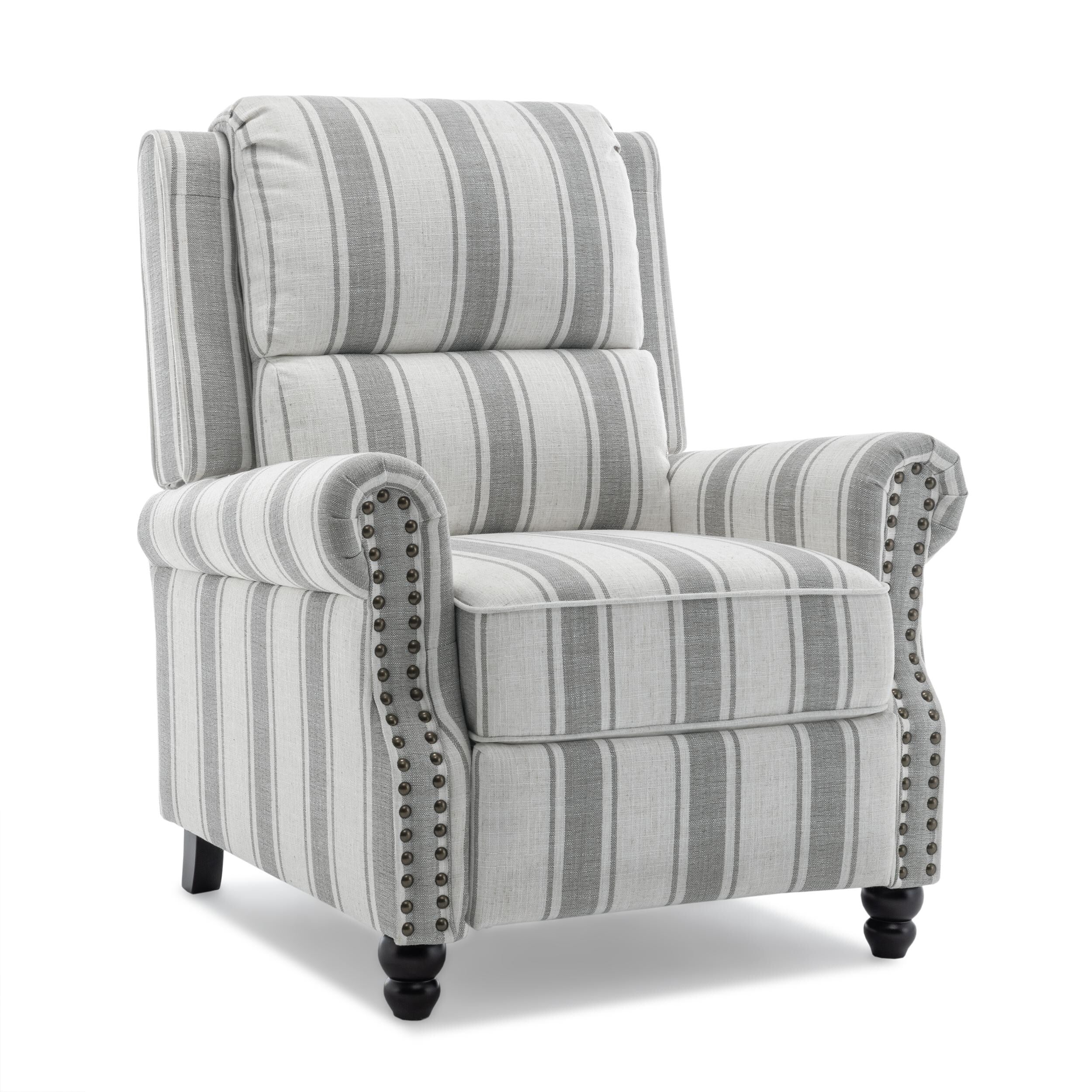 2 Set Nail-head Padded Seat Pushback Recliner Chair