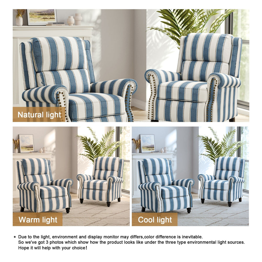 2 Set Nail-head Padded Seat Pushback Recliner Chair