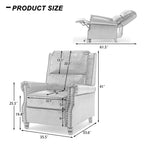 2 Set Nail-head Padded Seat Pushback Recliner Chair
